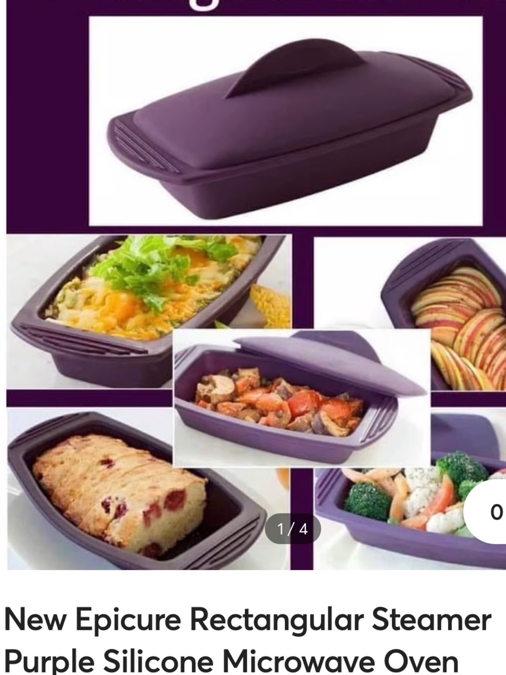 Epicure NEW Purple Silicone Rectangular Steamer
